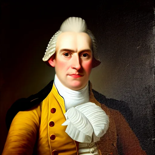 Image similar to head and shoulders portrait painting of a white crocodile wearing a colonial outfit looking off camera, a character portrait, american romanticism, oil on canvas, diffused lighting