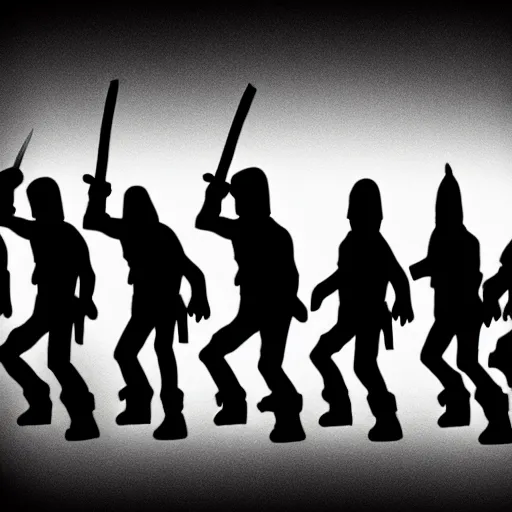 Image similar to a zombie horde, silhouette illustration