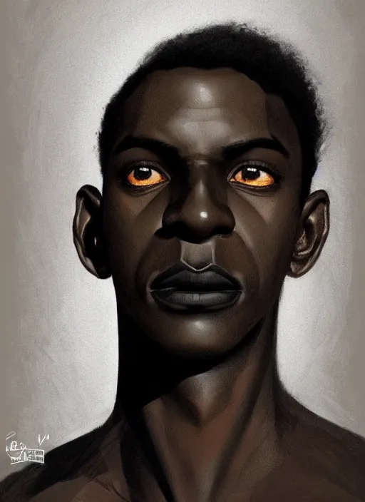 Image similar to portrait of a dark skinned man with a crooked nose and a confident expression, 1 9 6 0 s, black clothes, goth, punk, funk, intricate, elegant, highly detailed, digital painting, artstation, concept art, smooth, sharp focus, illustration, art by wlop, mars ravelo and greg rutkowski