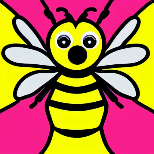 Image similar to a bee who is a scientist in a lab coat, yellow black red and white, colored pencils, low poly render, vector art, flat colors, by eric carle, icon