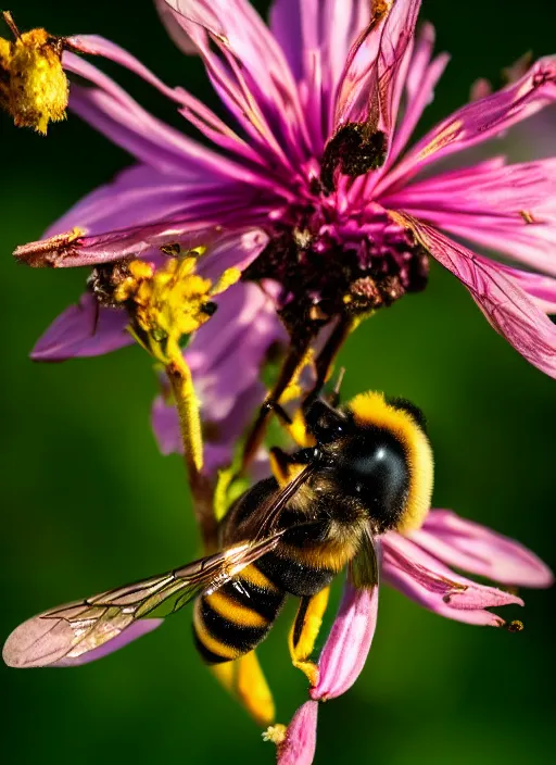 Image similar to a macro photo of a bee on a flower