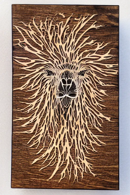 Image similar to fractal wood burning lichtenberg figure llama portrait