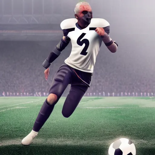 Prompt: football 2 0 9 9, futuristic,