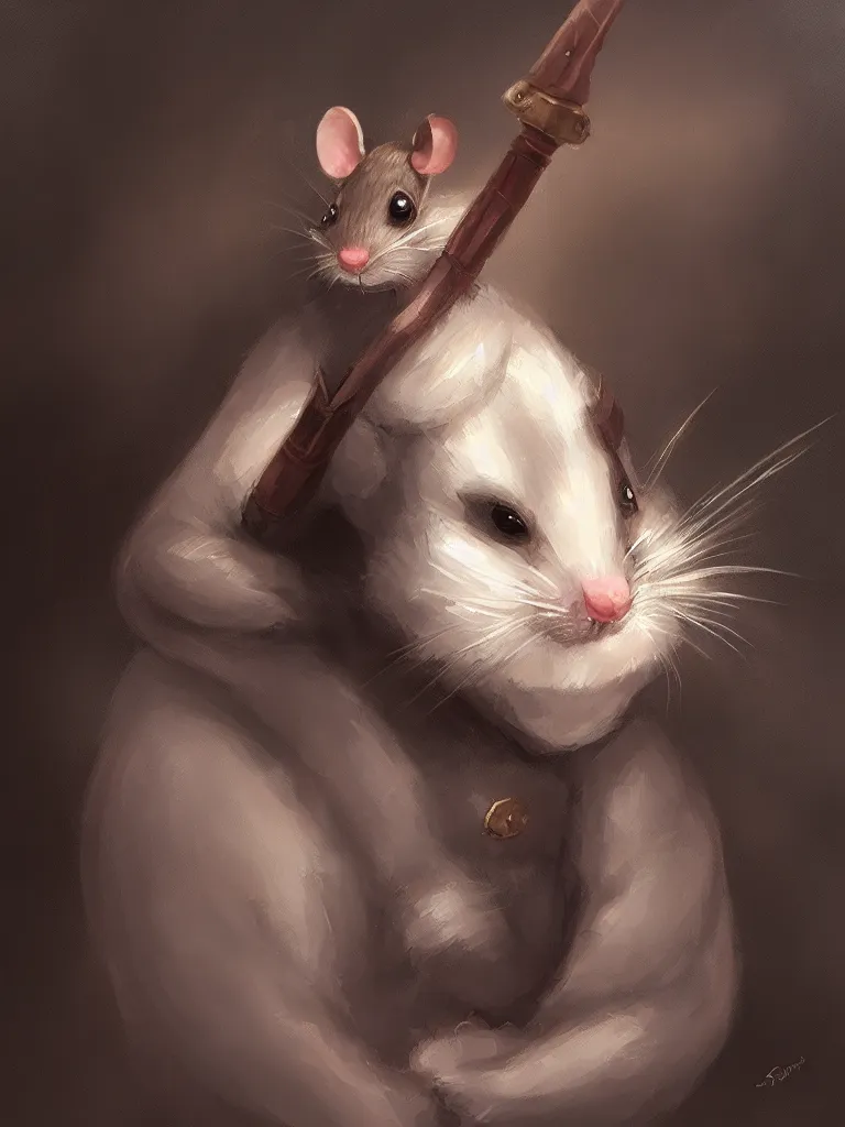 Image similar to portrait of a cute mouse as knight in the style of charlie bowater, oil painting