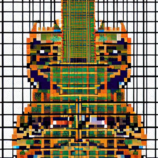 Prompt: russian fuzzy aquatic forest grid starling meat guitar baluster, by valentine hugo and william hogarth and eleanor vere boyle, cubist, fine art, # pixelart