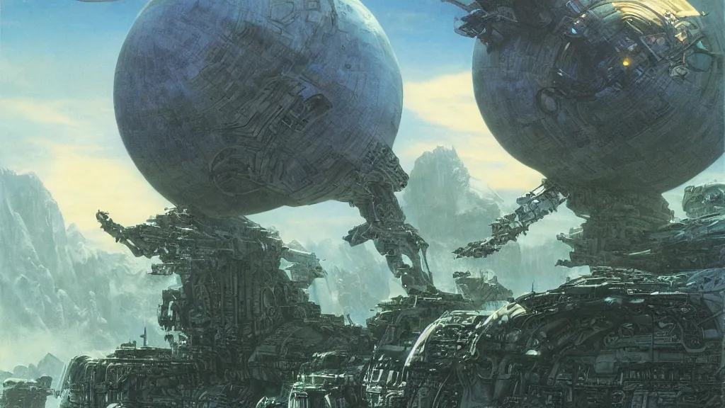 Image similar to organic dropship lander by michael whelan and bernie wrightson, epic cinematic matte painting