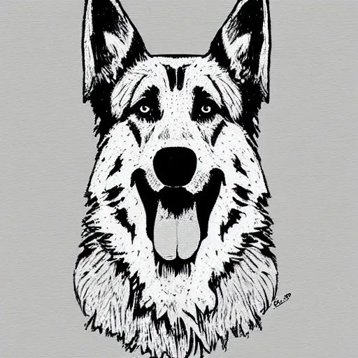 Prompt: German Shepherd, line sketch