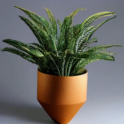 Prompt: an architectural, unique pot made for houseplants, high end, design, graphic, statement piece