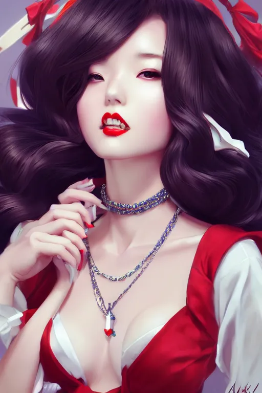 Image similar to a pin up and beautiful fashion charming dreamlke japan girl with lv jewelry, character art, art by artgerm lau and wlop and and ilya kuvshinov and john singer sargent, hyperdetailed, 8 k realistic, symmetrical, frostbite 3 engine, cryengine, dof, trending on artstation, digital art