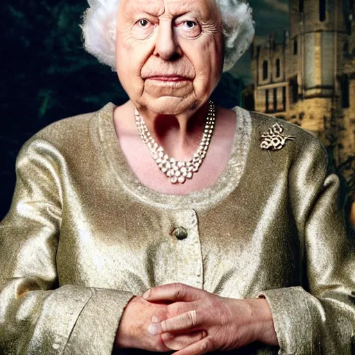 Image similar to david attenborough as queen elizabeth