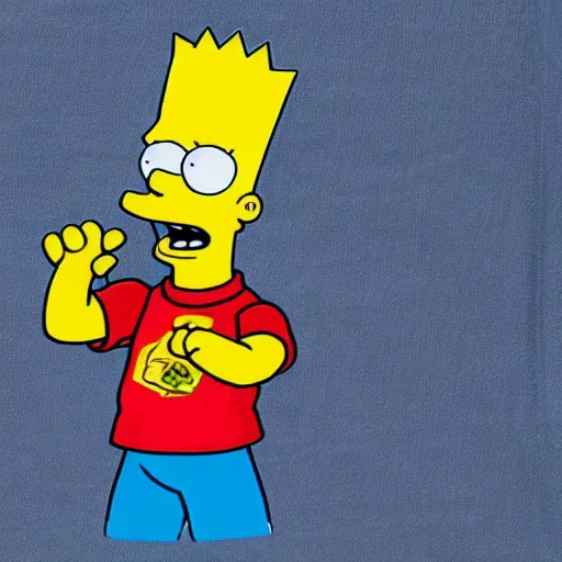 Prompt: Bart Simpson wearing a t-shirt of Bart Simpson wearing a t-shirt of Bart Simpson