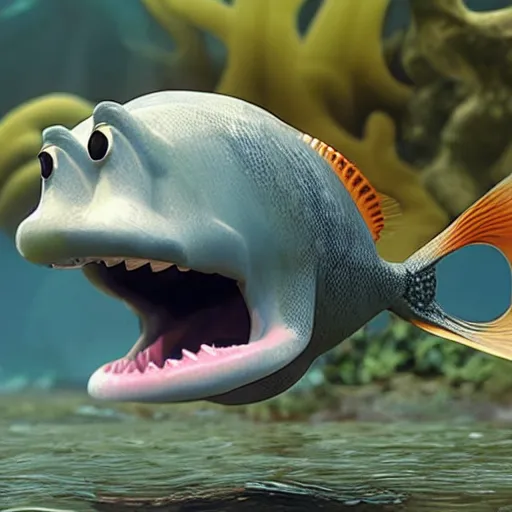Prompt: fish with legs laughing a fish with no legs, unreal engine , 8k ultra realistic