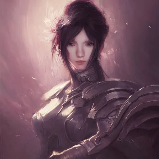 Prompt: portrait girl with armor in style of ghost blade by wang ling, wlop