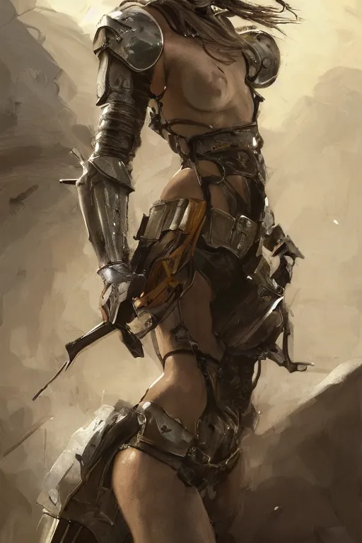 Image similar to a photorealistic painting of an attractive young girl, partially clothed in battle armor, olive skin, long dark hair, beautiful bone structure, perfect eyes, symmetrical facial features, intricate, elegant, digital painting, concept art, illustration, sharp focus, minimal artifacts, from Metal Gear, in the style of Ruan Jia and Mandy Jurgens, by Greg Rutkowski, trending on Artstation, award winning