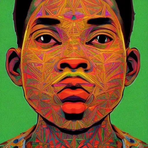 Image similar to colourful - claymation - upper half - portrait - art of a nigerian boy, concept art style by utagawa kunisada & james jean, symmetrical, intricate detail, concept art, volumetric light, global illumination, ray tracing, sharp, pinterest, behance, art station,