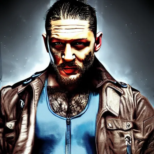 Image similar to Tom Hardy in wolverine suit Digital art 4K quality