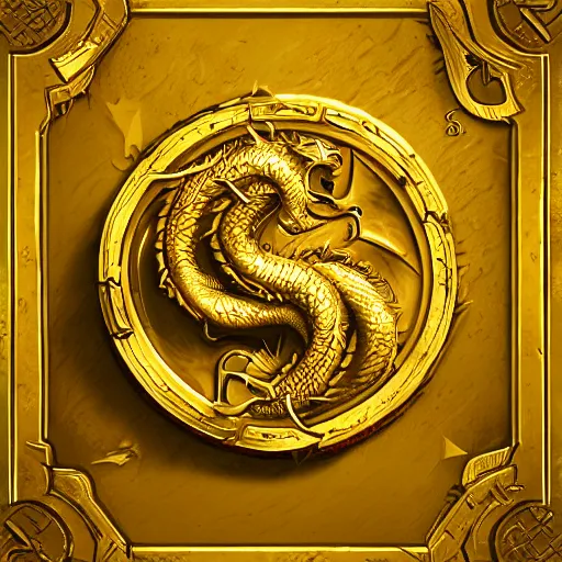 Image similar to golden dragon, bitcoin symbols, in the style of Greg Rutkowski, hearthstone artwork