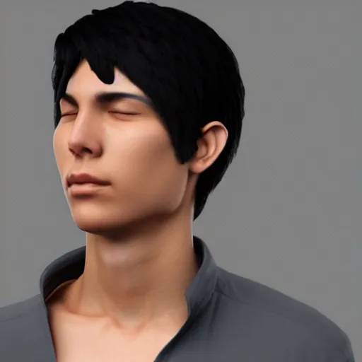 Prompt: a male mage in his 2 0 s with black hair, meditating with closed eyes. unreal engine, extremely detailed, award - winning art, trending on artstation