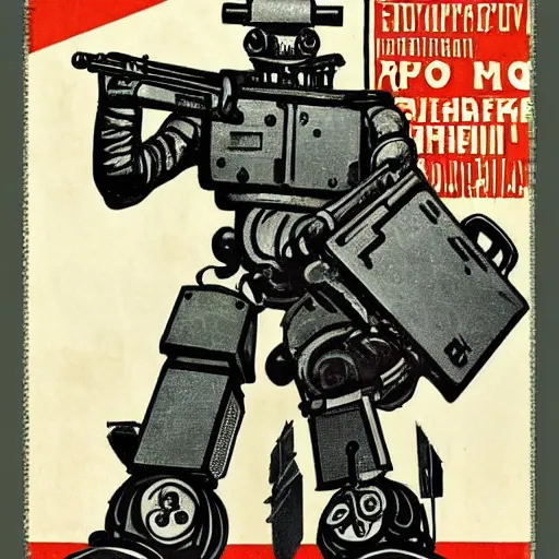 Image similar to wwi deiselpunk soviet battle mech propaganda art