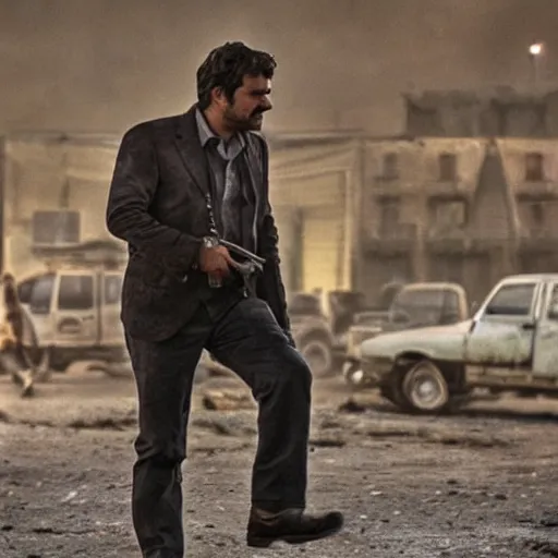 Image similar to Kurdish detective in a movie directed by Christopher Nolan, movie still frame, promotional image, imax 70 mm footage