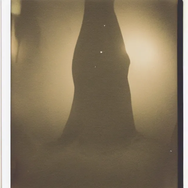 Prompt: a found polaroid photograph of a hideous monster in the woods taken at night, scary, frightening, polaroid horror