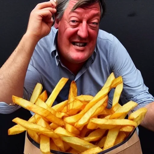 Image similar to [ french fries ] as ( stephen fry ) hybrid intercross mix