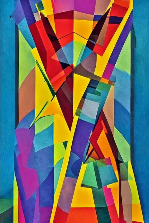Prompt: guitar, notes, rainbow geometric architectures blend with organic shapes, abstract expressionism, geometric structures in style of sonia delaunay, high detail, symmetry, poster