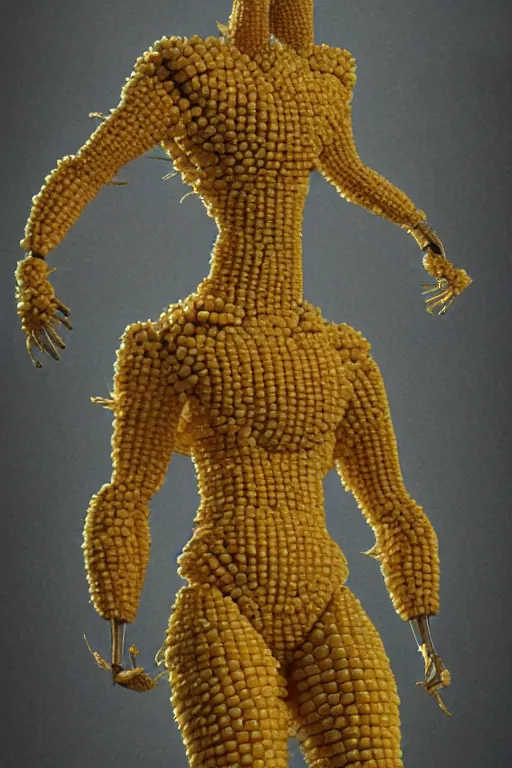 Prompt: a humanoid figure made of corn, highly detailed, digital art, sharp focus, trending on art station, anime art style