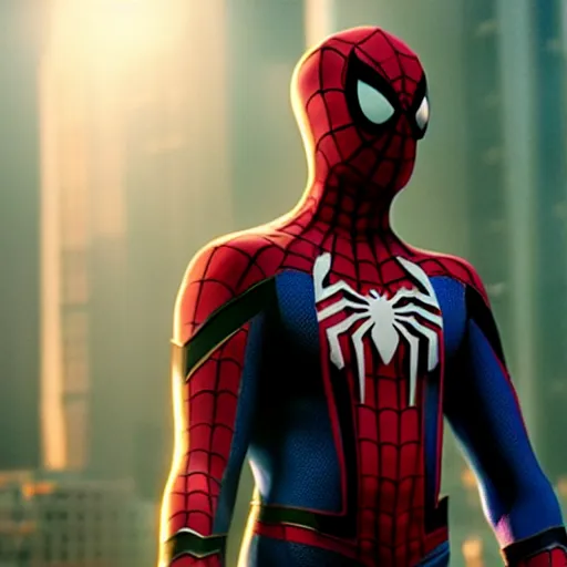 Image similar to a film portrait still of spider - man from a gritty cyberpunk 2 0 0 0 s james cameron movie about spider - man. realism, cinematic lighting, highly detailed spider - man, 4 k. 8 mm. grainy. panavision.