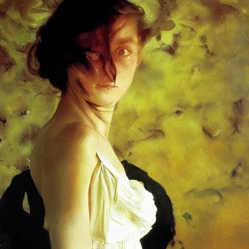 Image similar to a stunning masterful portrait of a confident polish woman with free hair and a happy eyes by andrew wyeth, john singer sargent, and norman rockwell, natural light, oil painting, ethereal, wong kar wai, strong brushwork