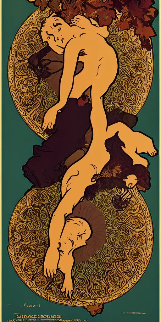 Image similar to Garfield poster style by designer Maurice Pillard-Verneuil, alphonse mucha, maxfield parrish