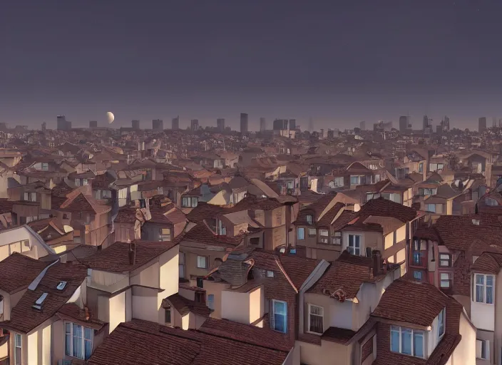 Prompt: thousands of moons. thousands of houses in the city. focus on the sky, hyperrealism, no blur, 4 k resolution, ultra detailed