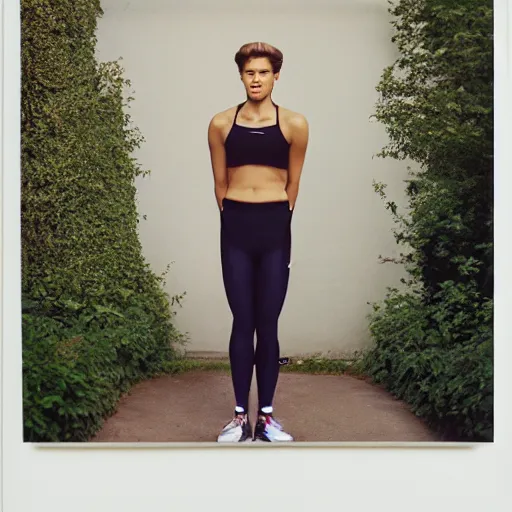 Image similar to realistic! photoshoot for a new nike lookbook, color film photography, portrait of a beautiful woman, in style of alasdair mclellan, 35mm