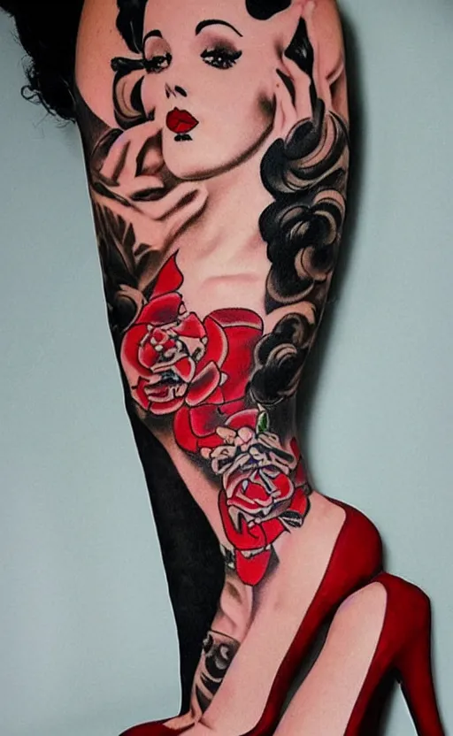 Traditional American Pinup Tattoos by Enoki Soju by enokisoju on DeviantArt