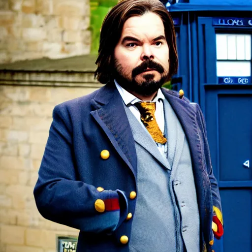 Prompt: matt berry as the doctor in the tardis, photo