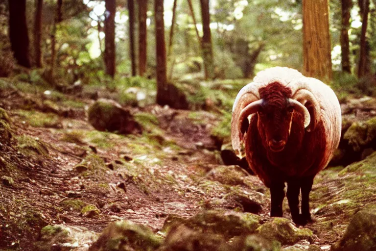 Prompt: a photo of a fleshy barrel ram in its natural habitat, kodak ektachrome e 1 0 0 photography