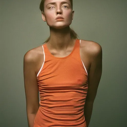 Image similar to realistic! photoshoot for a new nike lookbook, color film photography, portrait of a beautiful woman, in style of alasdair mclellan, 35mm