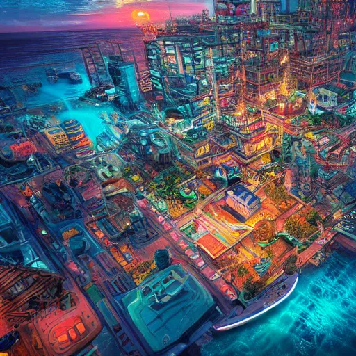 Image similar to Photorealistic whalepunk city. Hyperdetailed photorealism, 108 megapixels, amazing depth, glowing rich colors, powerful imagery, psychedelic Overtones, 3D finalrender, 3d shading, cinematic lighting, artstation concept art