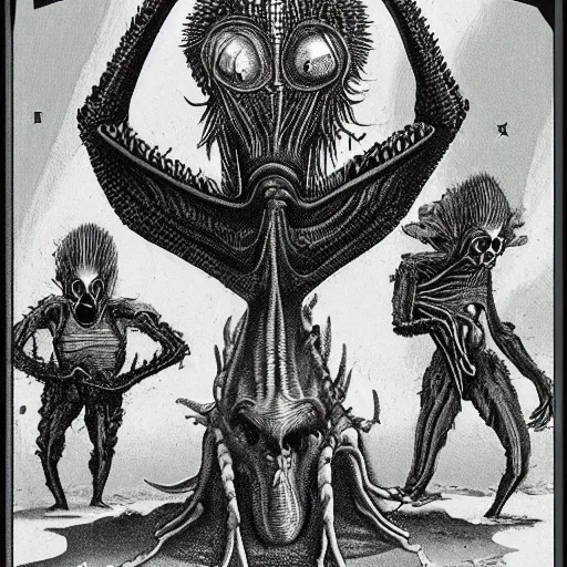 Prompt: aliens from the second edition of barlowe's guide to extraterrestrials