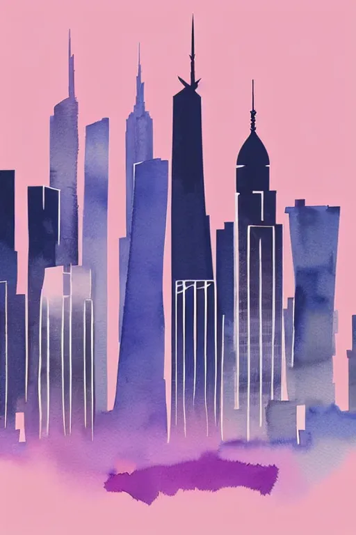 Image similar to minimalist watercolor art of frankfurt skyline, illustration, vector art