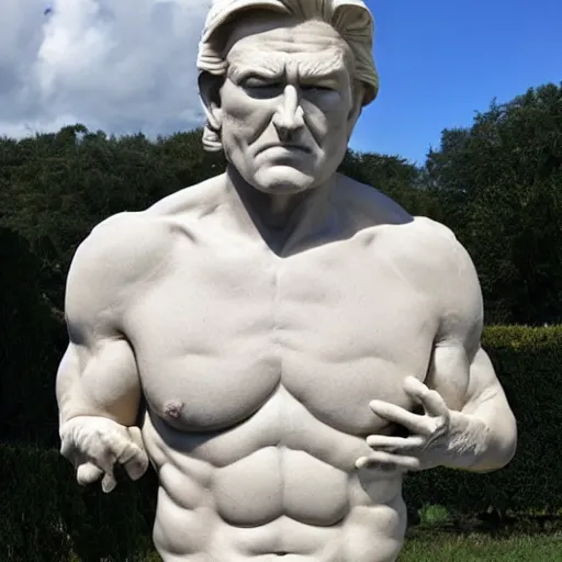 Prompt: stone sculpture of shirtless donald trump, highly detailed, 4 k,