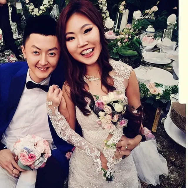 Image similar to justin sun marries cookie monster, instagram couple's professional wedding photography