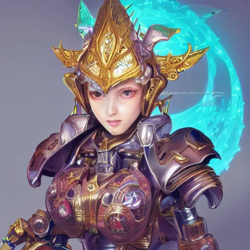 Image similar to studio portrait of lawful good colorful female holy mecha paladin absurdly beautiful, elegant, young sensual graceful woman, ultrafine hyperrealistic detailed face illustration by kim jung gi, irakli nadar, intricate linework, sharp focus, bright colors, matte, octopath traveler, final fantasy, unreal engine highly rendered, global illumination, radiant light, intricate environment