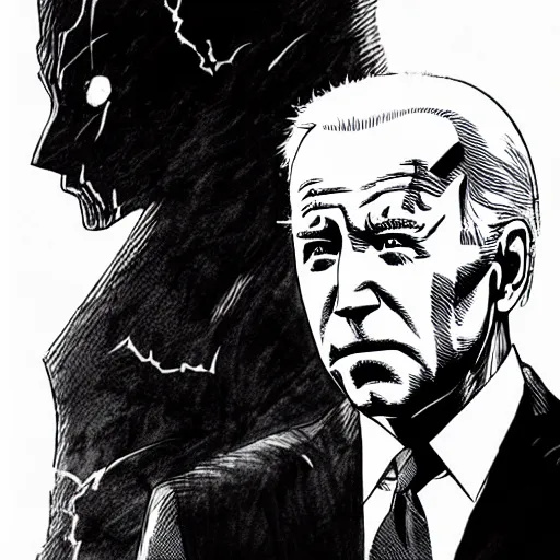 Image similar to Joe Biden looking sinister, by Tsutomu Nihei, highly detailed