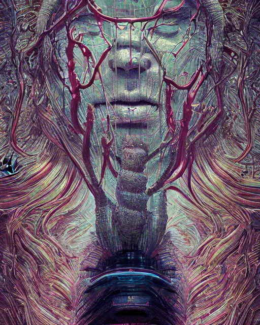 Image similar to portrait of 6 armed Monster intricate abstract. intricate artwork. by Tooth Wu, wlop, beeple, dan mumford. mulholland drive by david lynch, dune by david lynch, octane render, trending on artstation, greg rutkowski very coherent symmetrical artwork. cinematic, hyper realism, high detail, octane render, 8k, iridescent accents