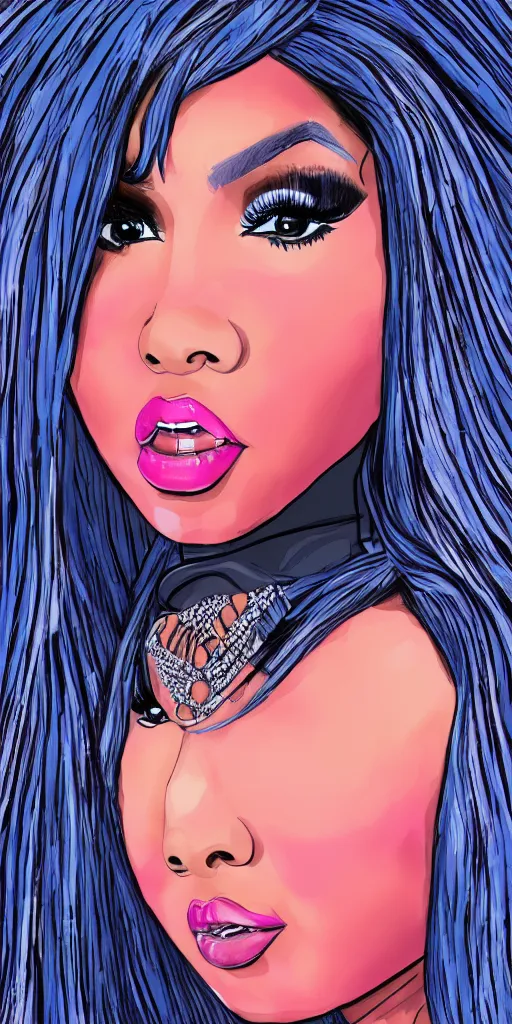 Image similar to a digital illustration of nicki minaj