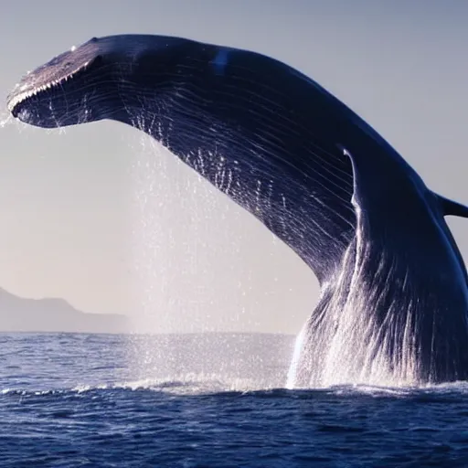 Image similar to portrait photo by national geographic, a stunning blue whale completely covered in a long billowing flowing white sheet, swimming through the ocean, backlit, 4 d, 4 k, volumetric lighting, photorealistic, light ray, hyperdetailed