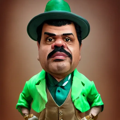 Image similar to caricature, claymation, luis guzman as luigi wearing green, painted by tom lovell, wlop, artgerm, dishonored 2,