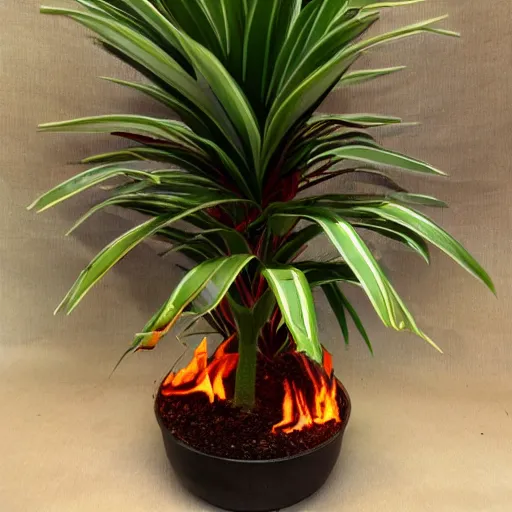 Image similar to Dracaena cinnabari made out of flames