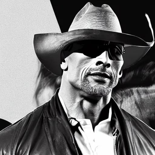 Image similar to Dwayne Johnson as cowboy